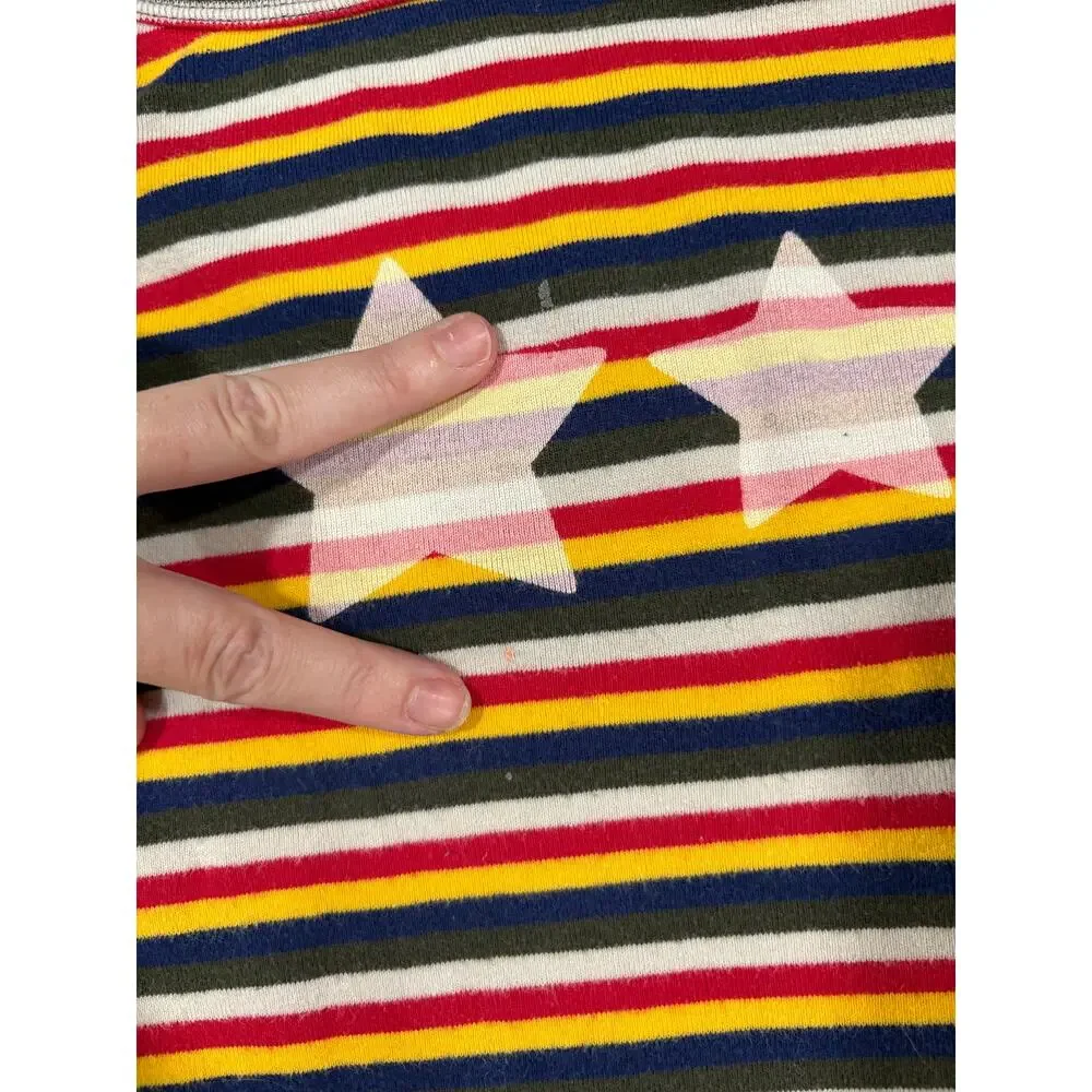 Vintage 90s Y2K Striped Stars 3/4 Sleeve Tee Shirts kids size Large